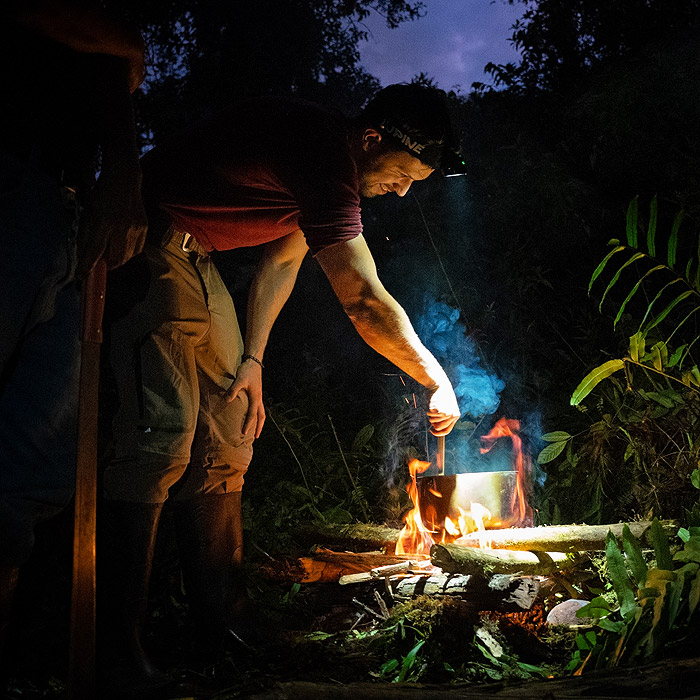 Image showing Alejandro Arteaga during an expedition to Reventador Volcano, Ecuador