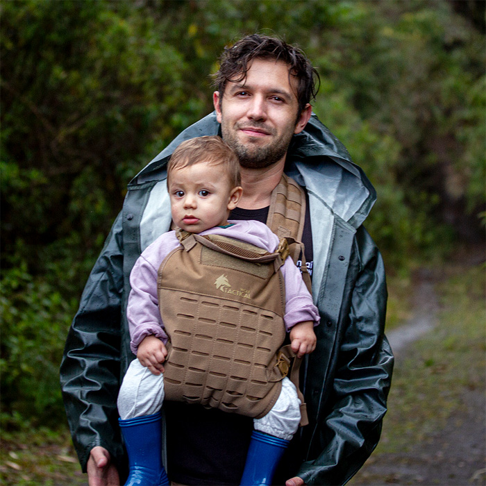 Portrait of biologist Alejandro Arteaga and his son